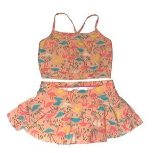 Hanna Andersson Girls Peach Multicolor Tankini Top Size 130 & Bottoms Size 120